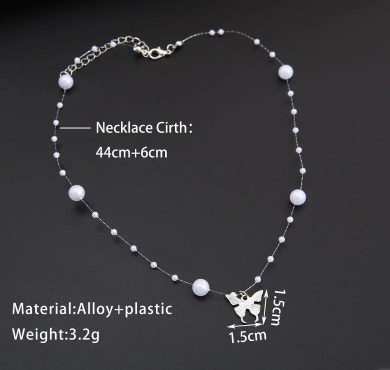 Modny naszyjnik z pereł i motyli, naszyjnik damski, projekt, starszy, wyczucie mody, osobowość, naszyjnik, modny, imprezowy prezent z biżuterią