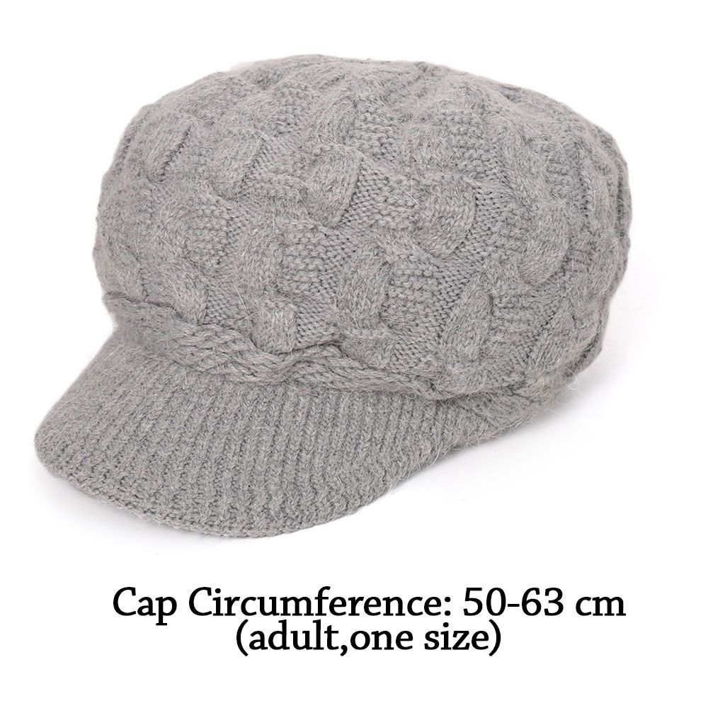 Casual Rabbit Hair Warm Knitted Beret Hat Beanie Cap Peaked Hat