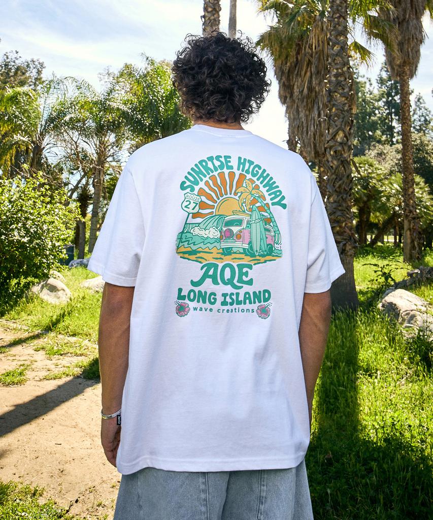 Peullukeu Aqe Long Island Graphic Short Sleeve T-Shirt White Fst358