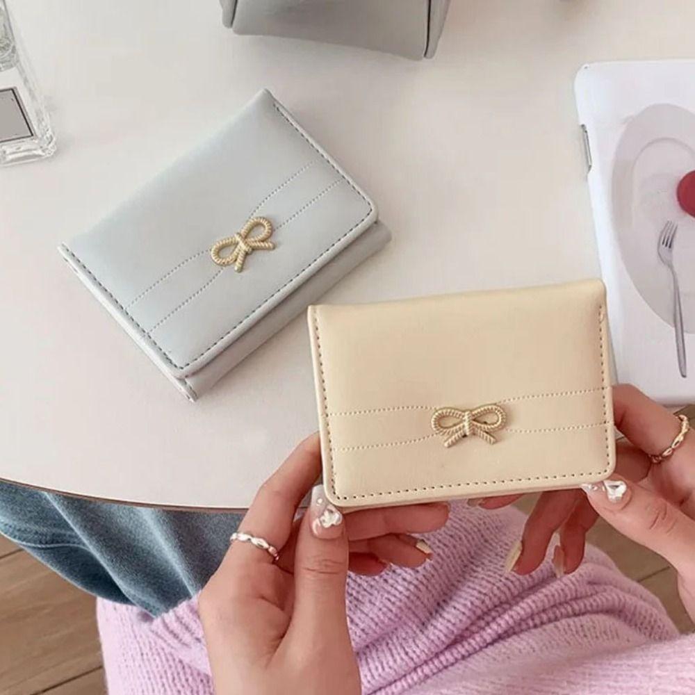 Korean Style Mini Portable Purse Solid Color Portable Card Holder  Female Lady Girl