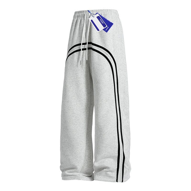 

Wassup Creative Design Retro Street American Vibe Wide-Leg Pants Unisex Trendy Versatile Casual Long Pants White Gray X L