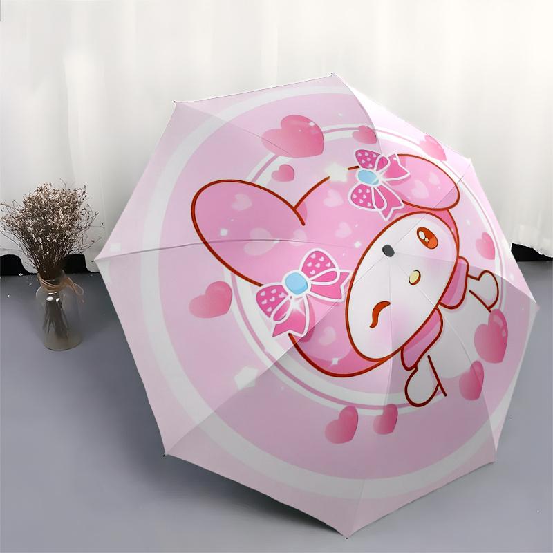 Kawaii, My Melody Automatic Opening and Closing Parasol Compact Travel Umbrella with 8 Ribs for Women and Men Ideal Birthday/Christmas Gift,