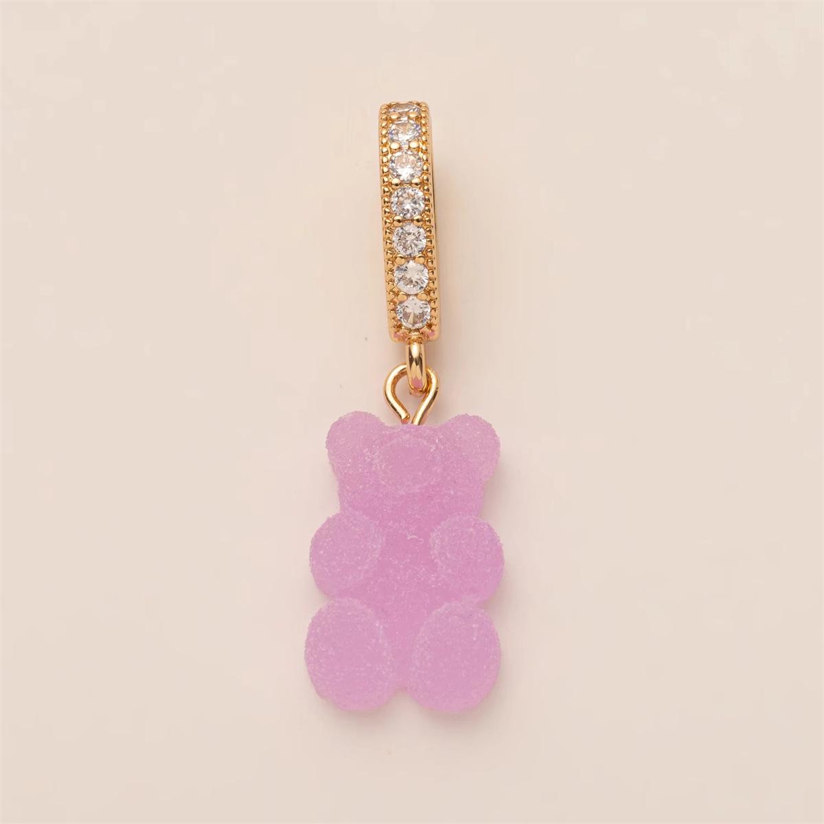 18K Gold Mini Pendant: Simple Cute Cat Bear Copper Ornament in Colored Series Style