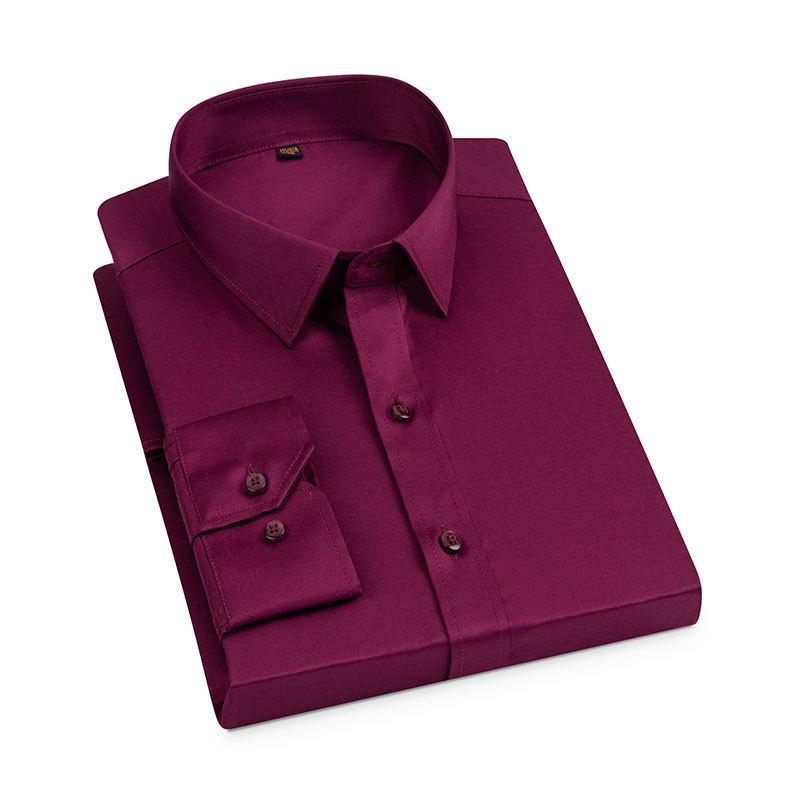 Chemise à manches longues pour hommes Printemps et automne Nouvelle chemise à la mode pour hommes Couleur unie Décontracté Affaires Formel Haut