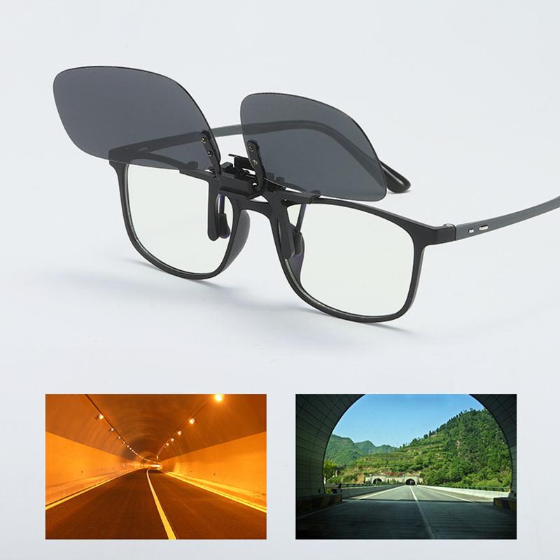 Polarized Clip on Flip Up Solbriller Menn Kvinner Nattsyn Gult objektiv Briller Kjøring Briller Fiske Skyggelegging Briller