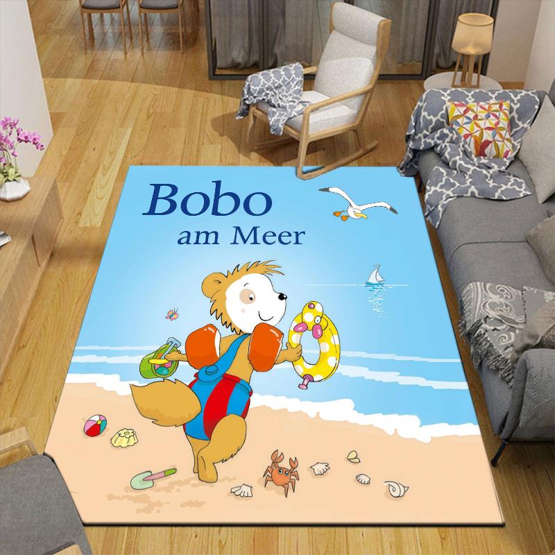 Cute Bobo Home Sofa Decoration for Living Room & Bedroom, Non‑Slip Play Flannel Floor Mat for Game Room