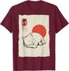 Gatto Bianco Dormiente Arte Giapponese Stile Ukiyo E Maglietta Grafica Casual in Cotone