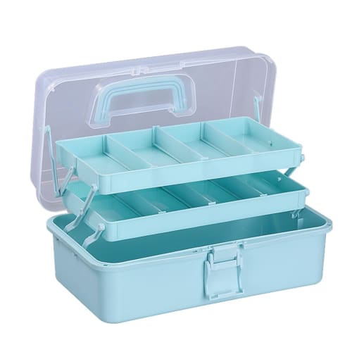 K-AAFY 3-Tier Toolbox, Large Capacity, Multifunctional, Movable, Foldable, with Handle, Storage Box for Small Items, Tools, Sewing Supplies, Cosmetics