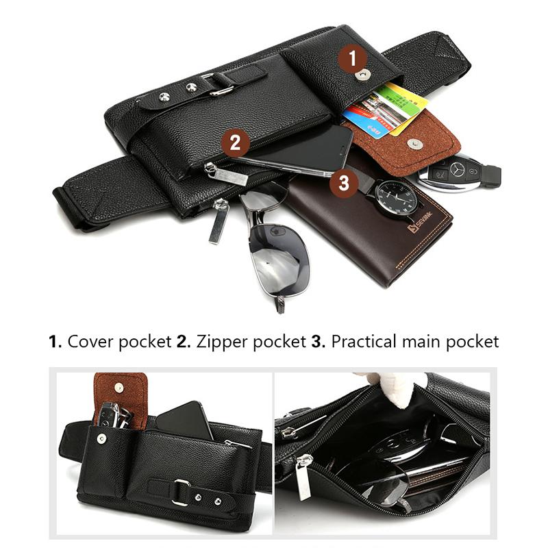 Brand Unisex Single-Shoulder Multi-Function Large-Capacity Waist Bag Men'S Chest Bag Casual Messenger Bag Wallet