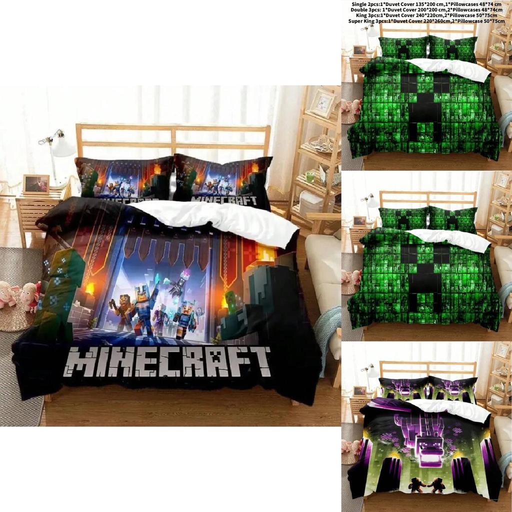 Minecraft Bedding Set With Cotton Fabric And Active Dye For 20m Bed Decor Gift