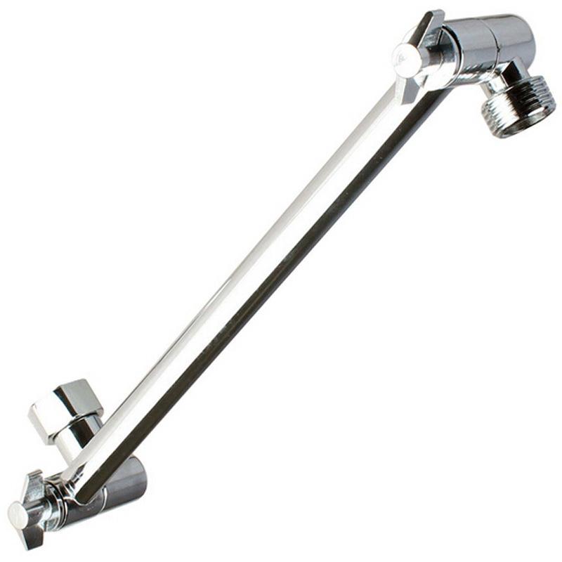 Adjustable Bathroom Shower Extension Rod with Top Spray Connection and Teeth Bracket.