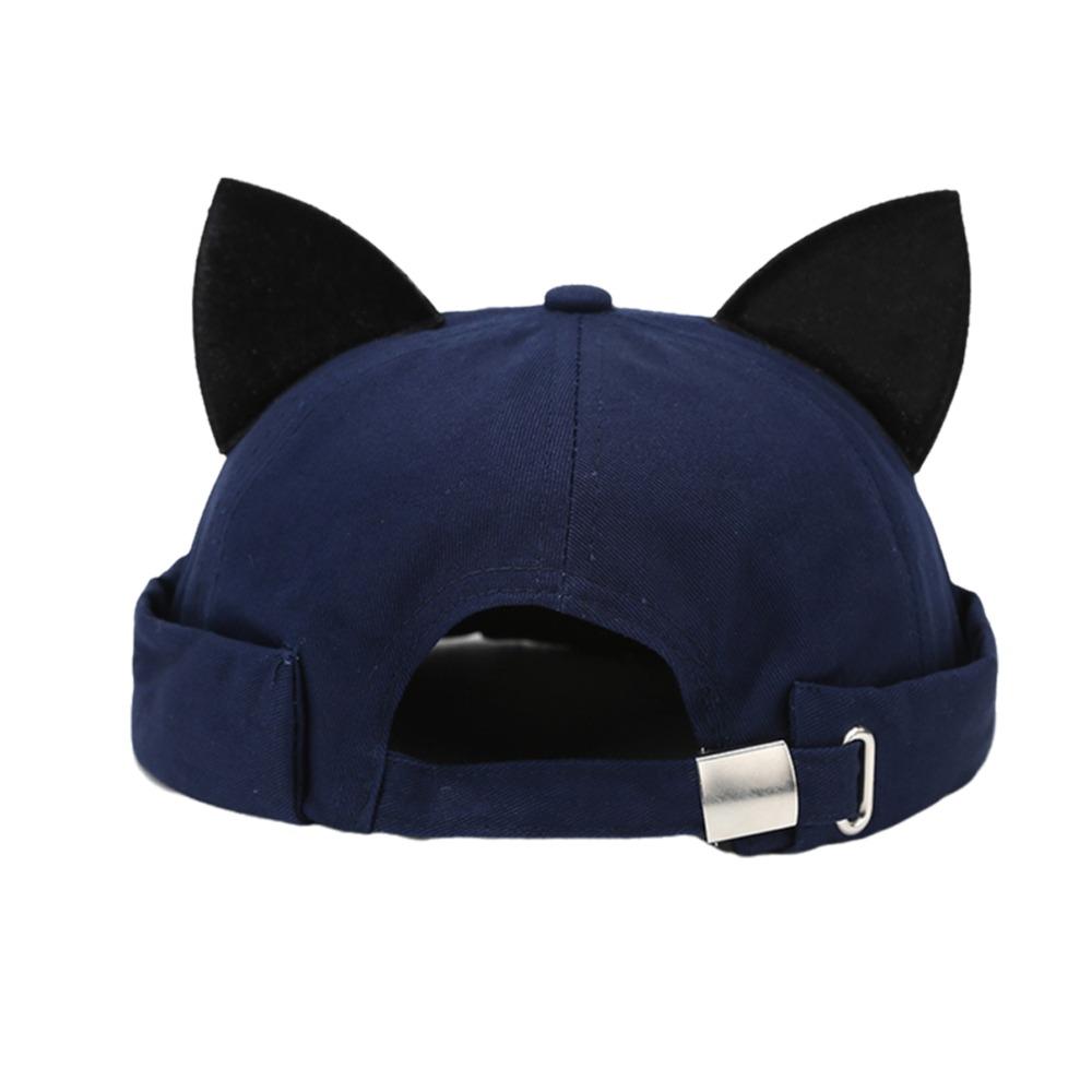 Leopard Print Cat Ears Brimless Hat Adjustable Beanie Hat Cute Melon Docker Cap  Outdoor