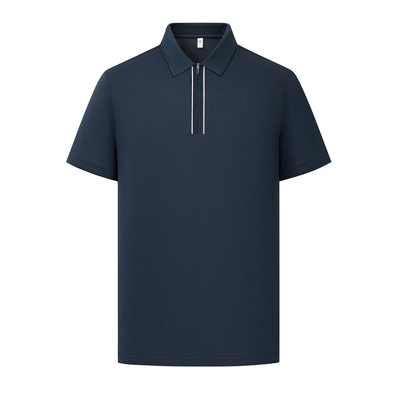 Cool-to-the-Touch Ice Silk Men's Half-Zip Breathable Short-Sleeve Summer Business Commute Basic T-Shirt