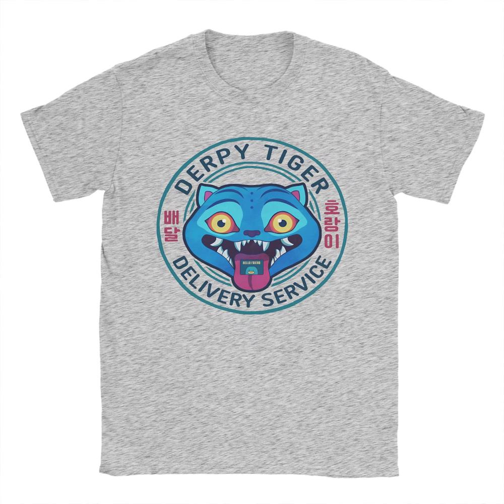Unikalne koszulki z nadrukiem Derpy Tiger dla mężczyzn i kobiet, z okrągłym dekoltem, z czystej bawełny, Kpop, Demon Hunters, z krótkim rękawem, ubrania