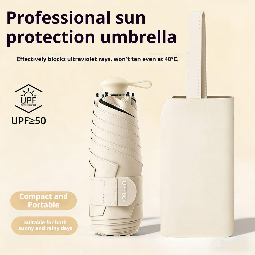 Six Fold UV Resistant Umbrella, Portable Women's Dual-purpose Umbrella for Both Rain and Light, Capsule Mini Sunshade Umbrella