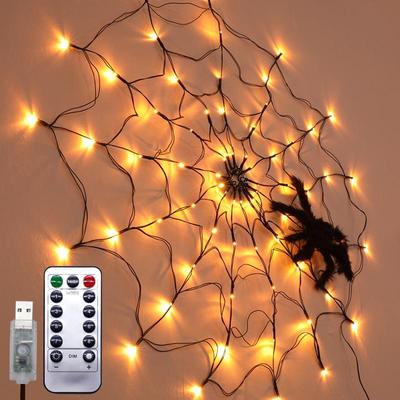 LED Spinnennetz Lichterkette - Halloween Raumdeko