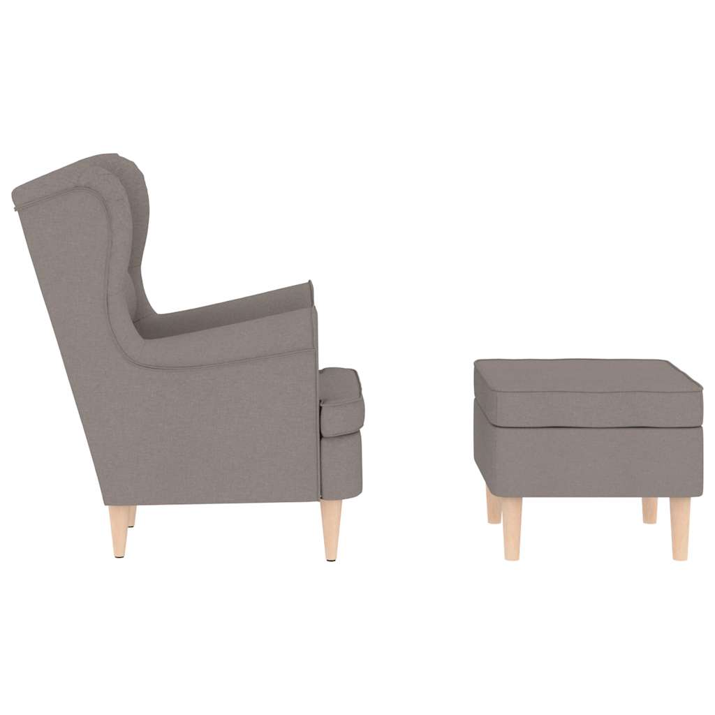 Armchair with Footstool Taupe Fabric