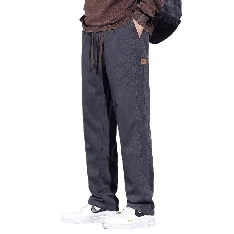 Autumn and winter new velvet thickened casual pants men's American straight tooling warm long pants men's trend