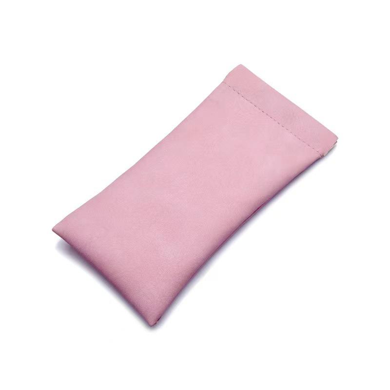 Unisex Leather Glasses Case with Automatic Snap Closure - Soft Cosmetic Storage Bag