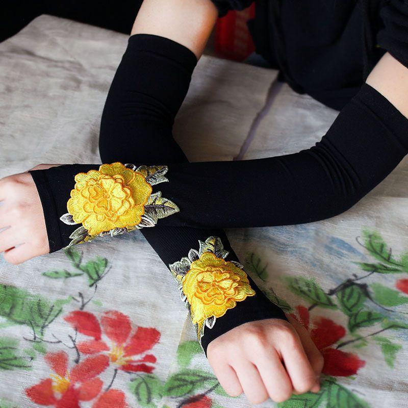 

Летние солнцезащитные женские рукава с защитой от УФ-излучения, вышитые рукава из ледяного шелка, защита рук, тонкий дизайн для вождения, занятий спортом и активного отдыха