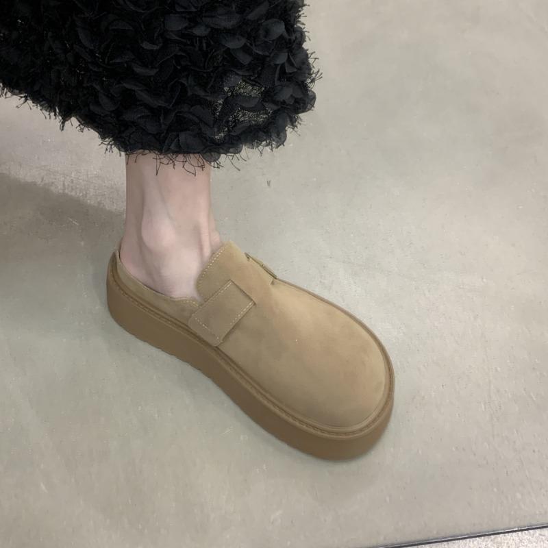 

Muffin thick-bottomed bag head half slippers women s outer wear new spring one-pedal lazy 35 хаки