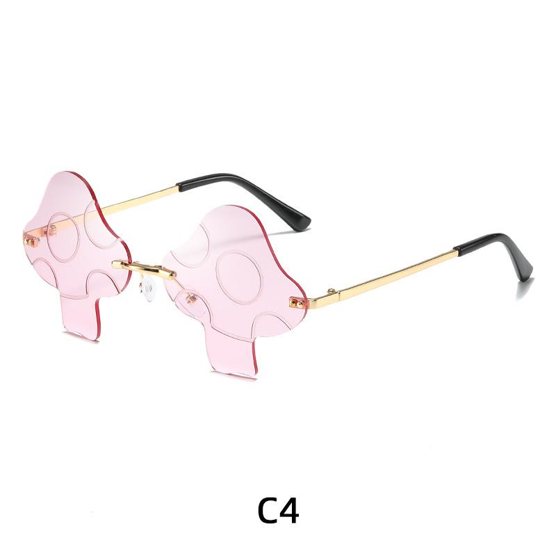 Novel Irregular Mushroom Shape Sunglasses Retro Trendy Fun Rimless Sun Glasses for Women Men Halloween Decorations Party Favor