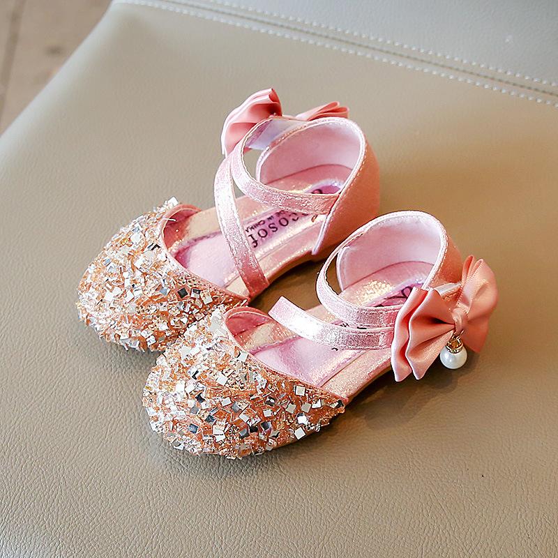 New Girl Shoes Summer Versatile Shiny Princess Shoes Exquisite Sweet Versatile Sandals Anti Slip Retro Simple Classic Kid Shoe