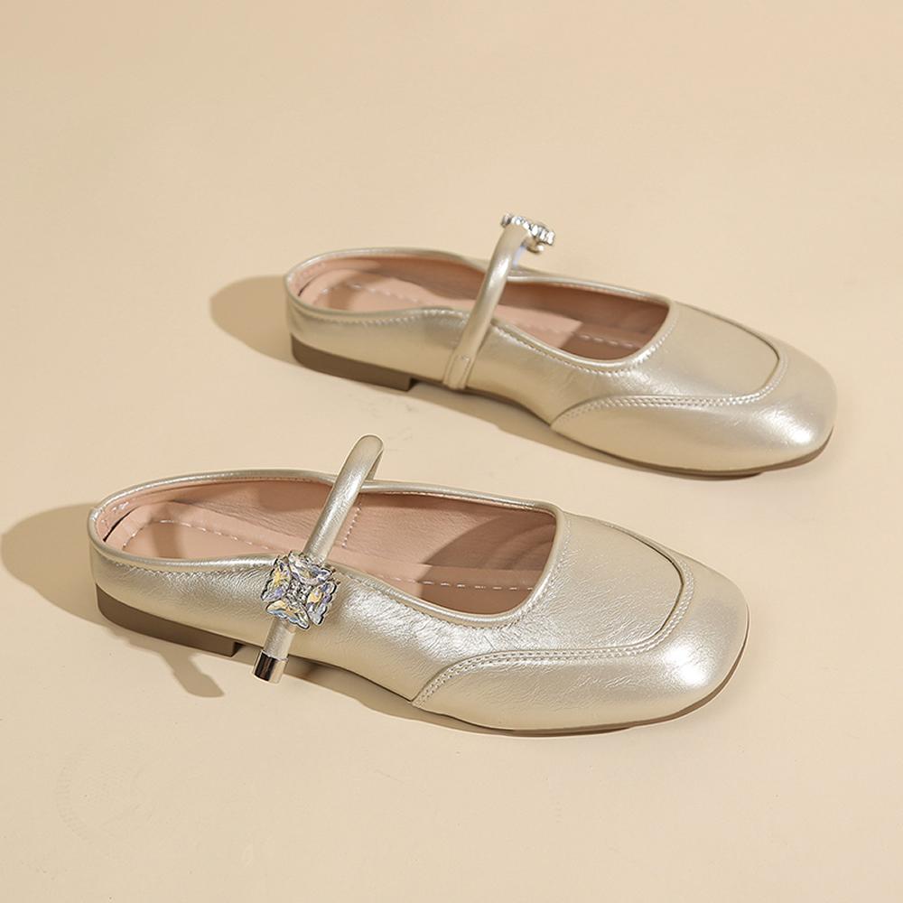 

Туфли Мэри Джейн на массивном каблуке для женщин, серебристого цвета, слипоны с пряжкой, повседневная обувь, полиуретан, улучшенная летняя модель 40 шампанского