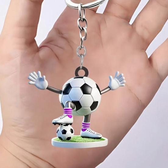 Nyckelring 2D Akryl Fotbollsberlock Nyckelring Bilinteriör Fint Hantverk Nyckelring Ryggsäckar Handväskor Bilar Plånböcker Tillbehör
