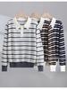 Andis Women's Color Block Stripe Polo Neck Knit Top - Age-Reducing Autumn/Winter Style