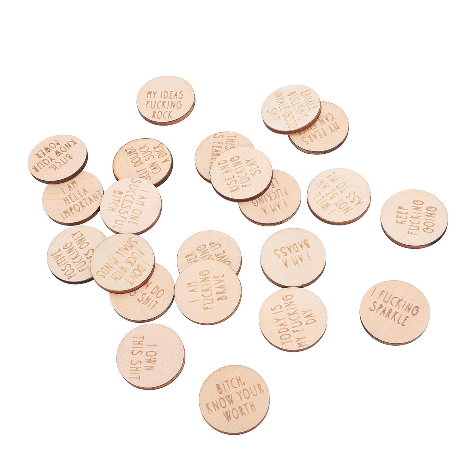 22pcs Miniature Sweary Affirmation Discs Funny Unique Miniature Sweet Affirmation Wooden Decoration for Family Friends Colleagues