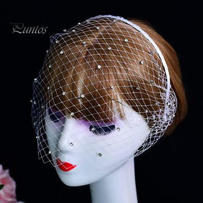 Retro Hair Hoop Shiny Rhinestones Inlaid Net Design Elastic Headband Cosplay Parties Handmade Hairband Cosplay Accessory