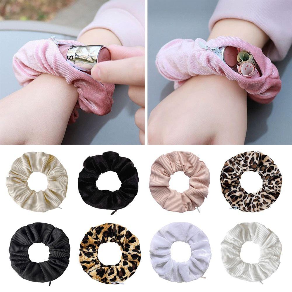 With Hidden Pocket Hair Tie Soft Fabric Stash Scrunchie Trendy Scrunchie  Women Girls