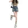 Spicy Girl Retro High-Waisted Letter Print Denim Skirt – Women's Slimming Hip-Hugging Short Skirt