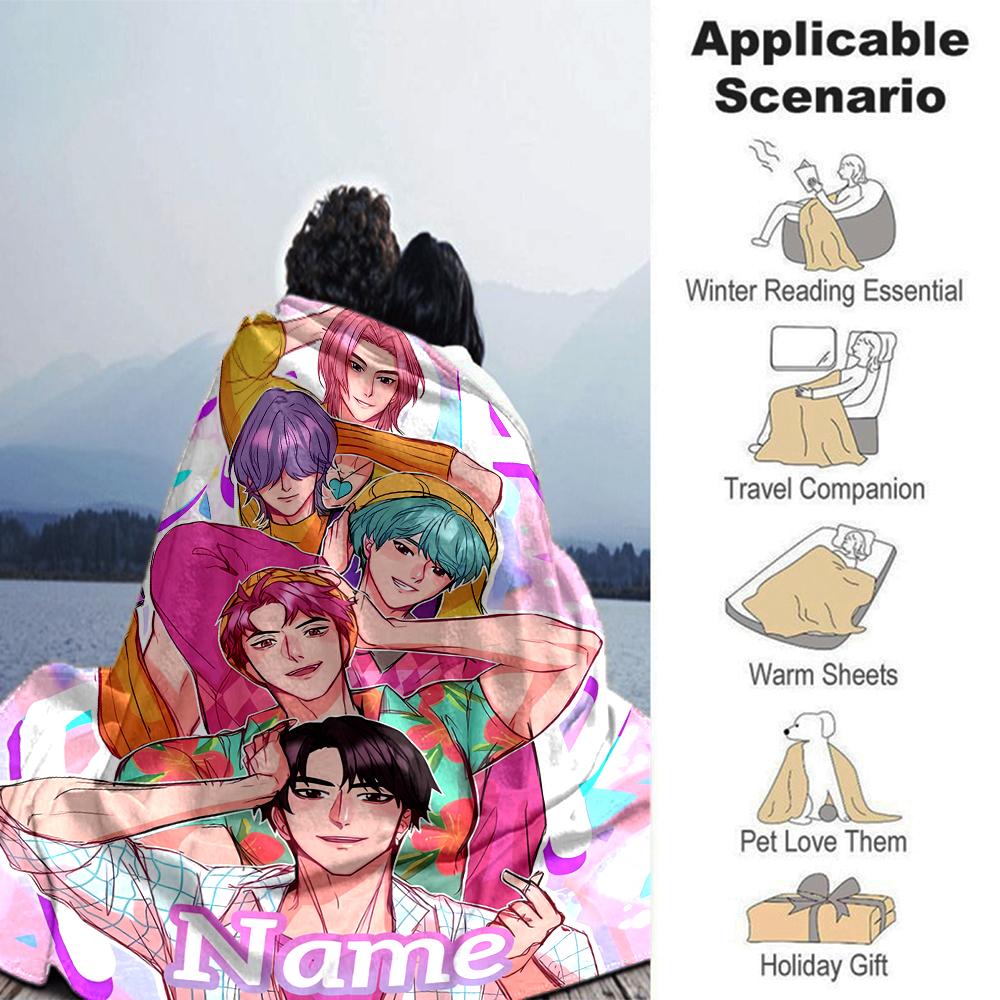 Personalizza Nome Personalità KPOP Demon Hunters SAJA BOYS Coperta Morbida e Calda Divano Ufficio Letto Viaggio Coperta per Pausa Pranzo, Regalo Adatto a Tutte le Stagioni