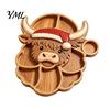 Decorative Tray for Fruit Cheese Christmas Snack Serving Tray, Divided Holiday Appetizer Platter, Cute Snowman/Tree/Penguin/Cow Shaped Table