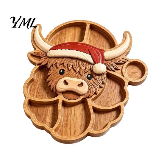 Decorative Tray for Fruit Cheese Christmas Snack Serving Tray, Divided Holiday Appetizer Platter, Cute Snowman/Tree/Penguin/Cow Shaped Table