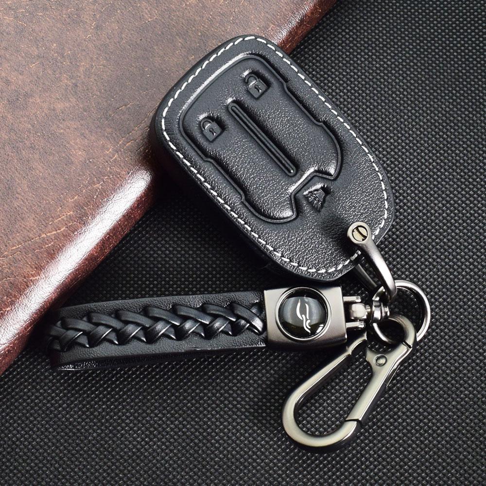 Leather Car Key Case Smart Remote Control Fobs Cover For Gmc Terrain Acadia Sierra Yukon Chevrolet Silverado Suburban Tahoe