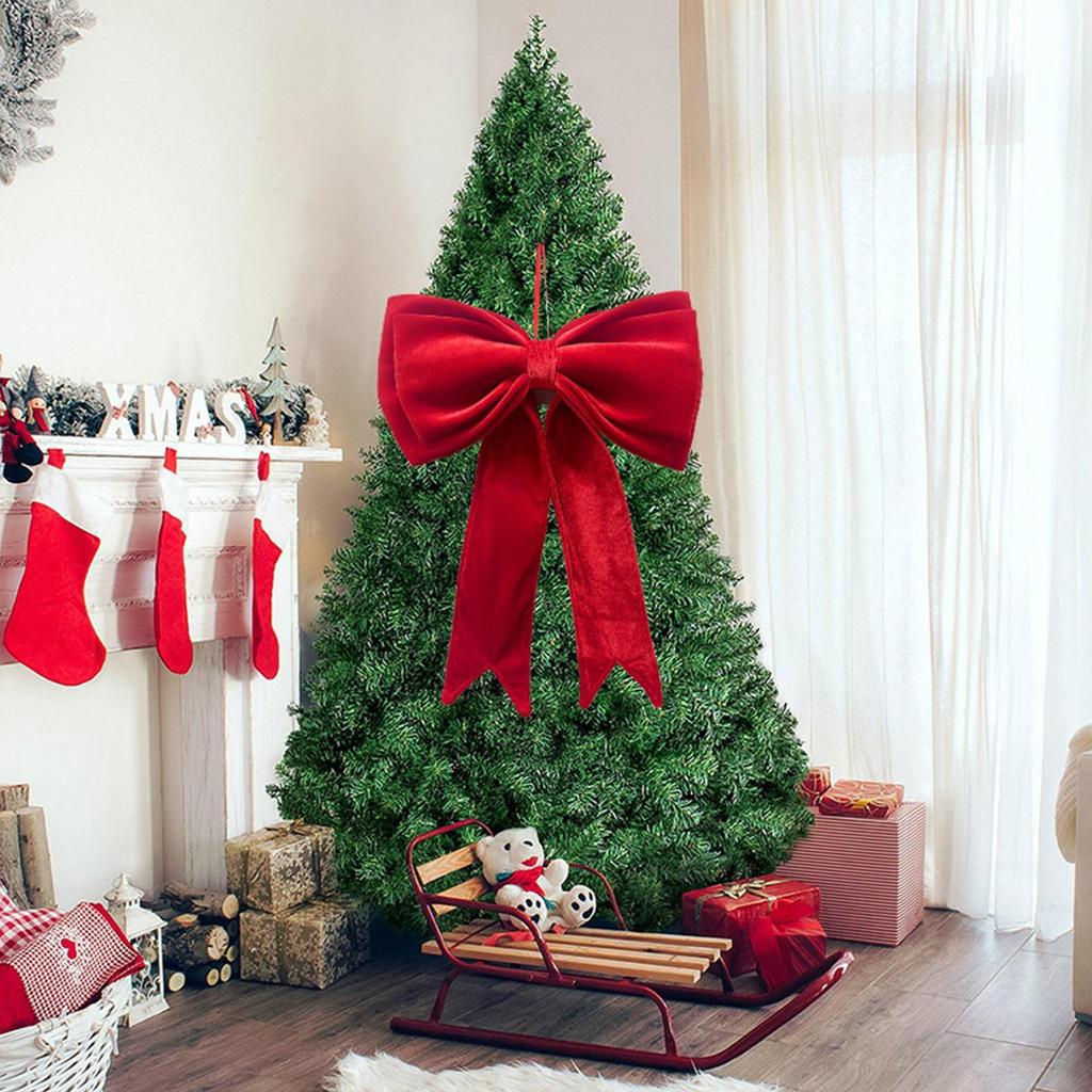 Christmas Velvet Bows 19x25 Inch Seasonal Decoration Hangable Holiday Decorations for Front Door Office Wreath Staircase Window