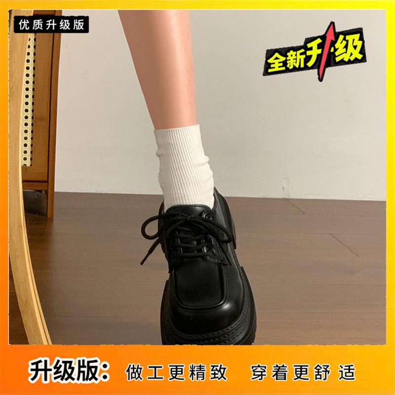 

Черные туфли на платформе из натуральной кожи, женские, новые, осенне-зимние, увеличивающие рост, в стиле ретро, с глубоким вырезом, на шнуровке, одинарные 40