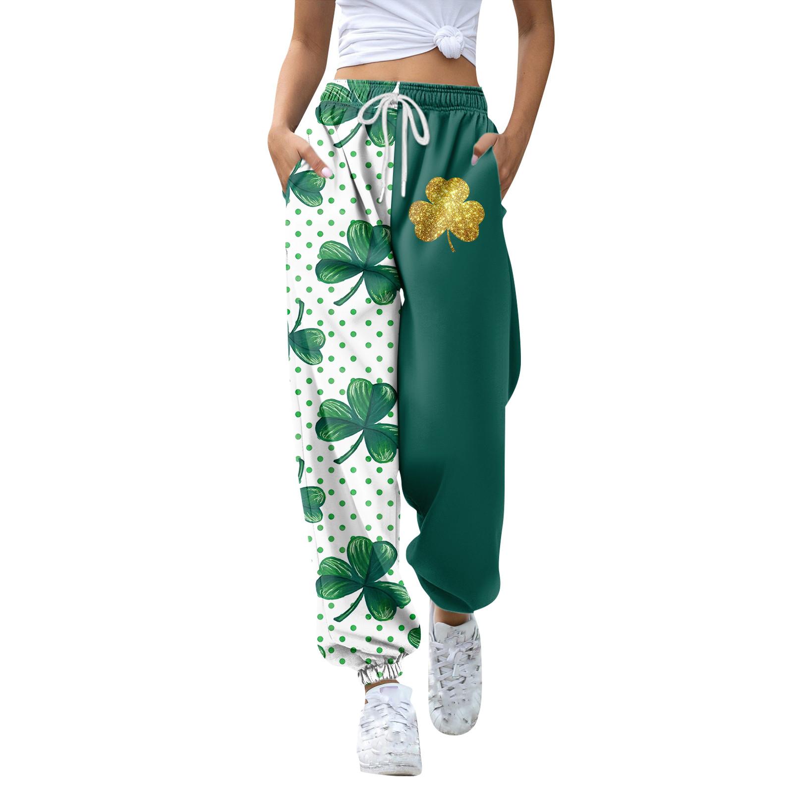 

Женская мода ул.. День Святого Патрика свободные однотонные повседневные спортивные штаны с завязками на талии XL белый