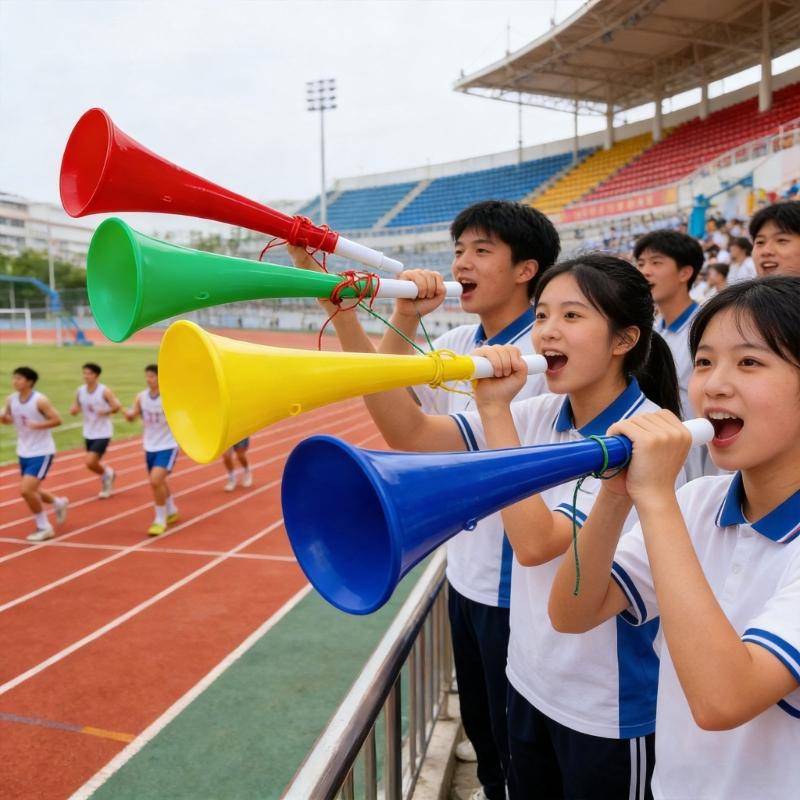 Pack Of 12 Random Color Plastic Horns Sports Party Supplies For Sports Game Cheering And Party Celebration