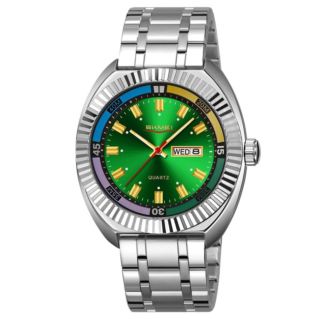 SKMEI 9353 Quartz Movement Stopwatch Alloy Stainless Steel Watch Business Men Wristwatches Clock Waterproof Fashion Male Luxury