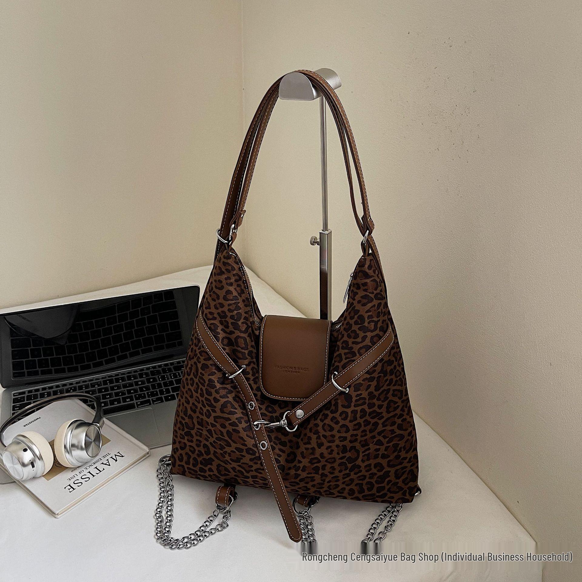 

Leopard Print Crossbody & Shoulder Bag - Women s Stylish Multifunction Backpack & Korean Handbag Without Pendant кофейный