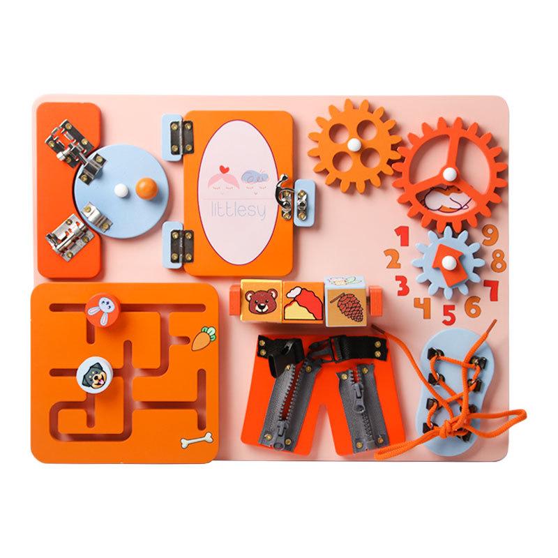 Baby Busy Board Montessori Children'S Educational Early Education Montessori Teaching Aids Busy Block Unlocking Toys