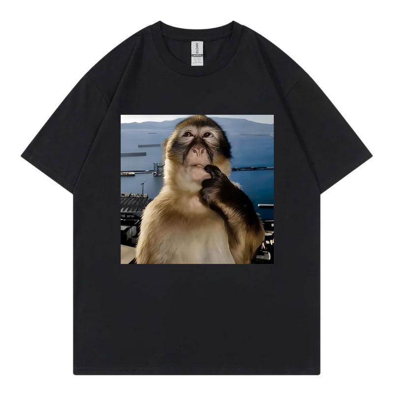 Monkey Thinking Funny Meme T Shirt Unisex Unisex Clothing Casual 100Cotton Summer TShirt High Quality Fashion Oversized TShirts