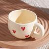 Romantic Heart Print Ceramic Mug Adorable Heat-resistant Coffee Milk Tea Cup for Home Office Ideal Birthday Gift