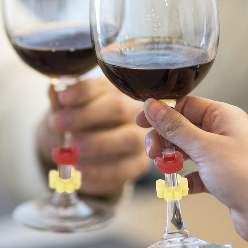 12Pcs/Set Wine Glass Charms Silicone Solid Color Drink Marker Cup Labels Tag