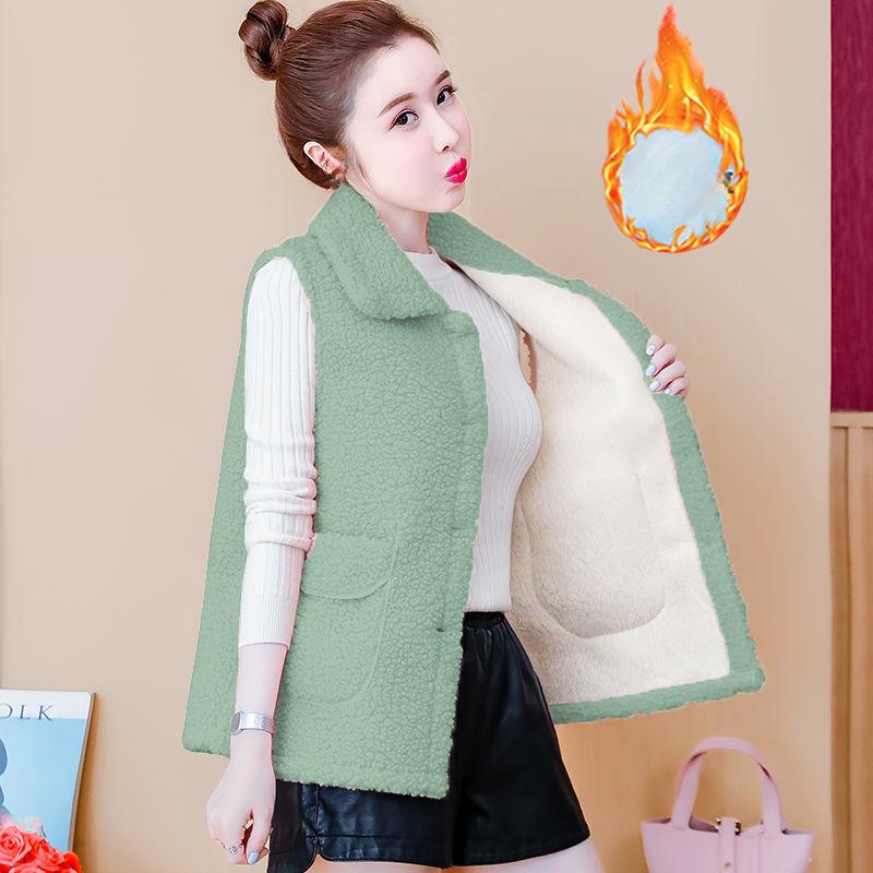 Plus Velvet Thickened Imitation Lamb Velvet Vest Women's Autumn and Winter Korean Style Loose Outer Wear Fashion Warm Vest