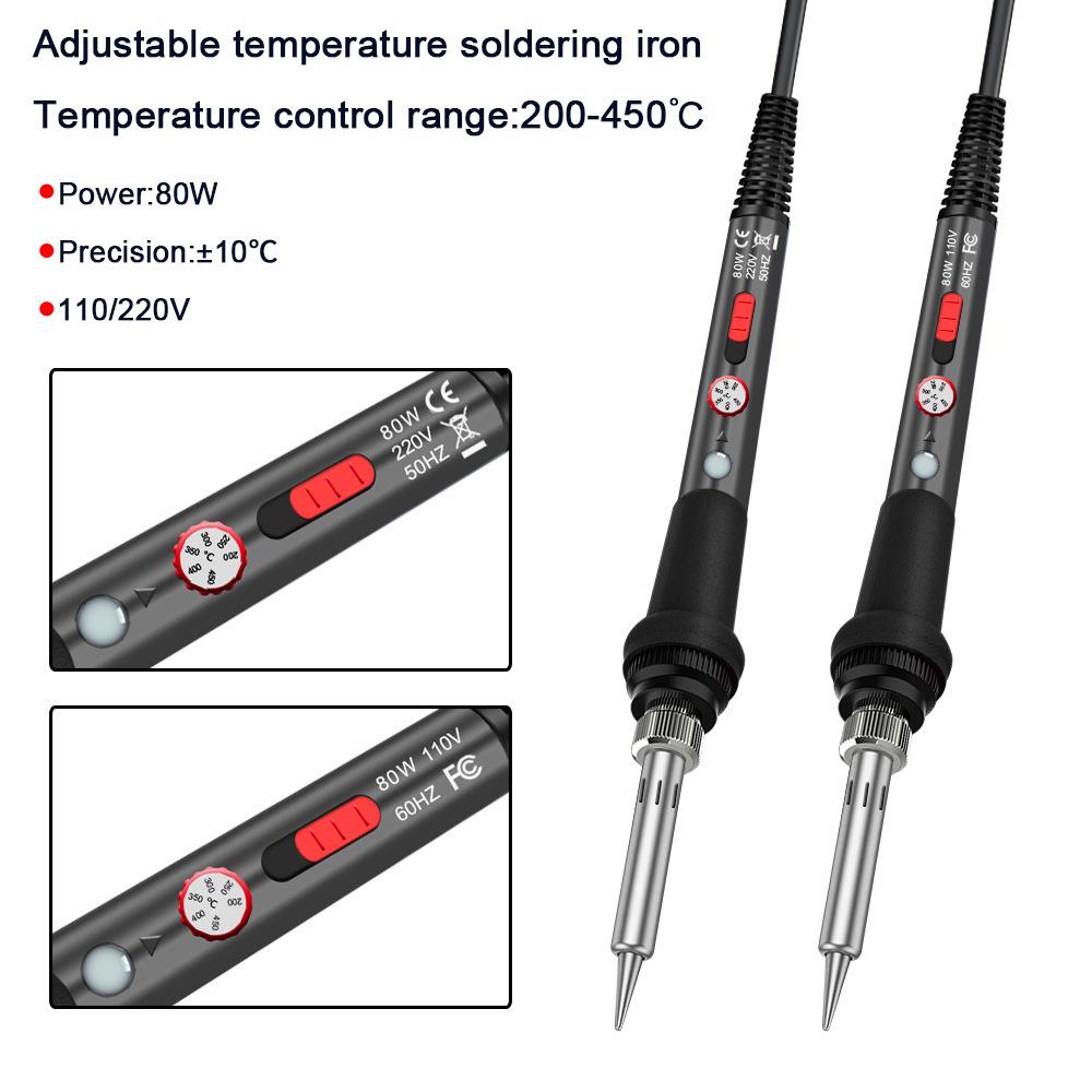 

80W Adjustable Temperature Electric Soldering Iron Kit - Constant Heat Welding Pen for Household Repair